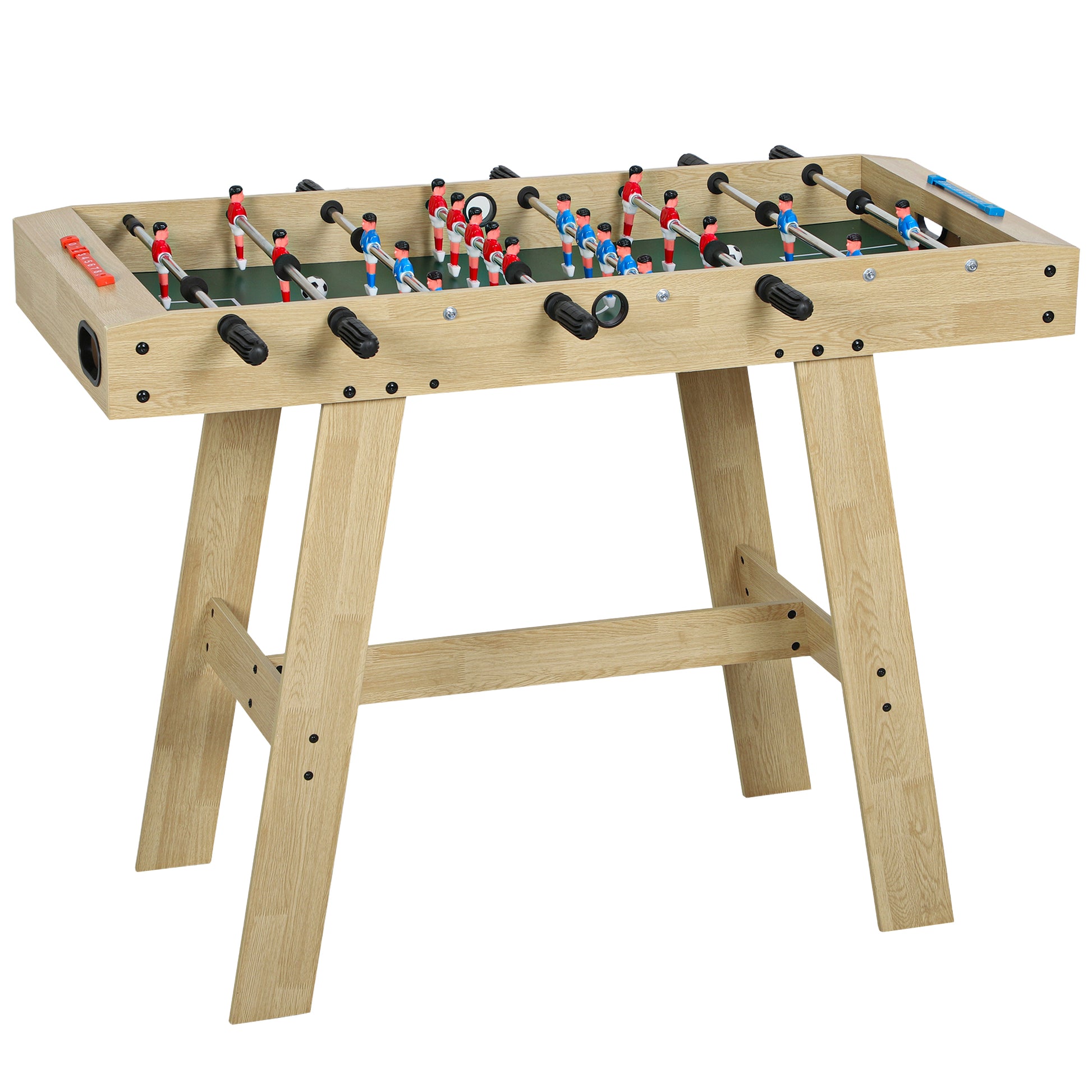 SPORTNOW Tischkicker für Kinder aus Holz, Tischfußball mit 2 Zählern, 8 Griffen, 22 Spielern und Teleskopstangen, für Kinder ab 6 Jahren und Erwachsene, Familien, Partys, 114x78x88 cm, Natur   Aosom