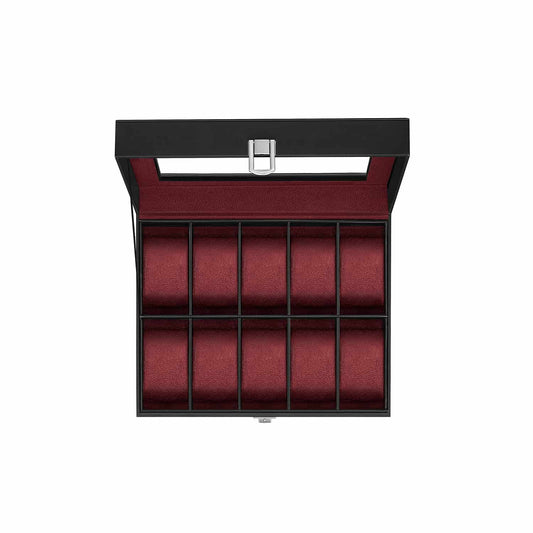 Uhrenbox mit 10 Fächern und Glasdeckel