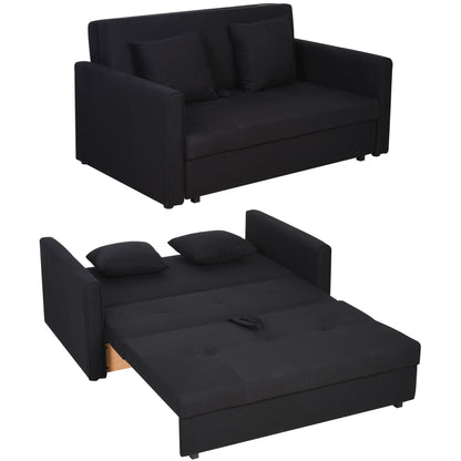 HOMCOM 2-Sitzer Schlafsofa mit Bettfunktion & Stauraum, Rückenkissen, Polycotton, Holz, Kohlegrau, 152x101x81cm  Aosom