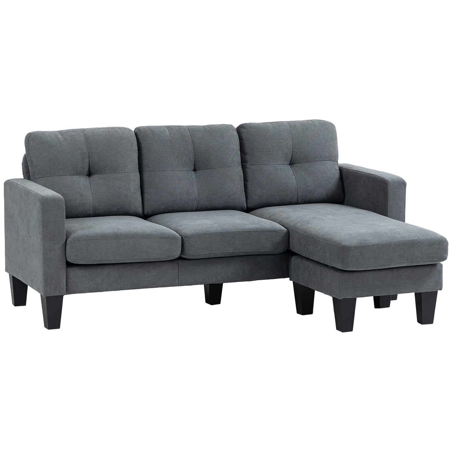 HOMCOM Ecksofa Couch mit Umkehrbarer Chaiselongue Sofa L Form Eckcouch mit Federkern, Hochdichtem Schaumstoff, Leinenoptik für Wohnzimmer, Schlafzimmer, Dunkelgrau   Aosom