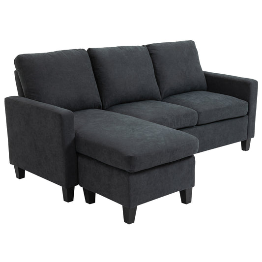 HOMCOM Ecksofa Stoffsofa Eckcouch Couchgarnitur wendbare Chaiselongue L-Form Dunkelgrau 197x139x91cm   Aosom
