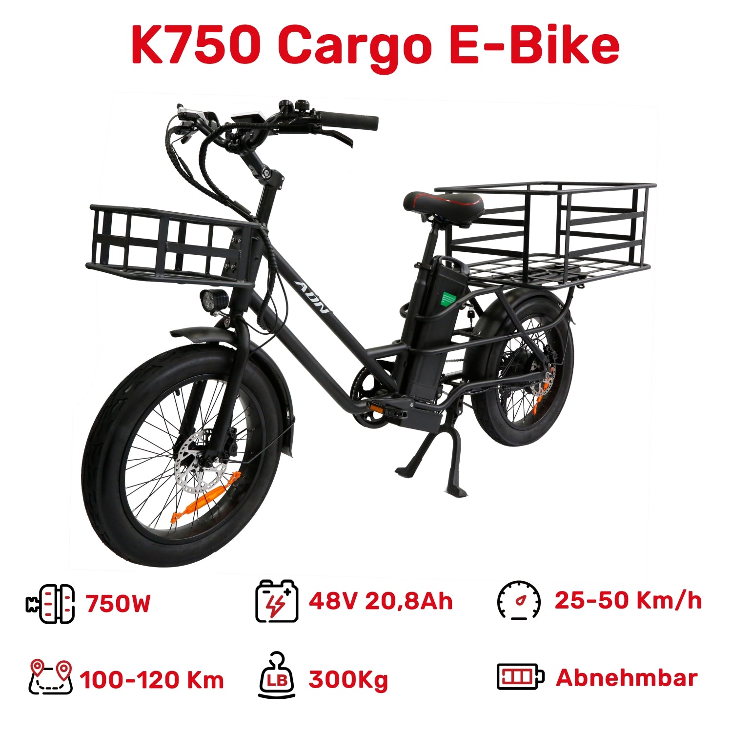 U1 City E-bike 350W für Erwachsene - K750 Cargo E-Bike