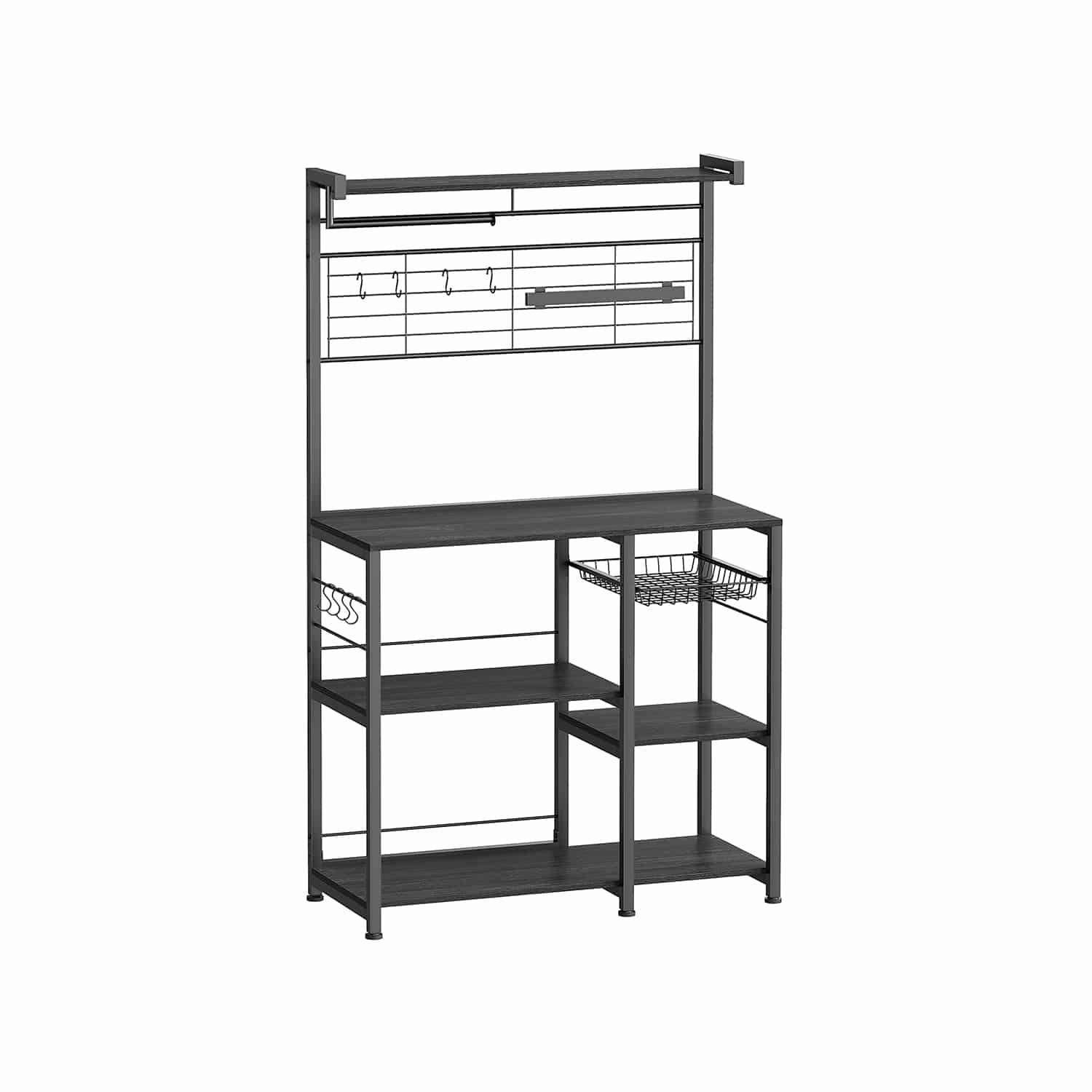 Küchenregal mit Magnetleiste 12 Haken ebenholzfarben-schwarz