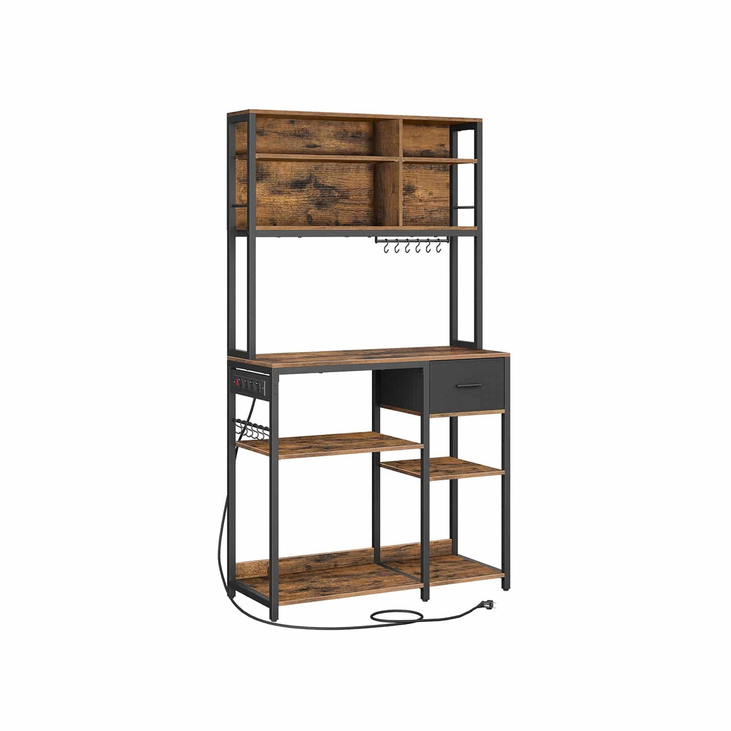 Küchenregal mit Steckdosen und Stoffschublade 40 x 100 x 180,4 cm