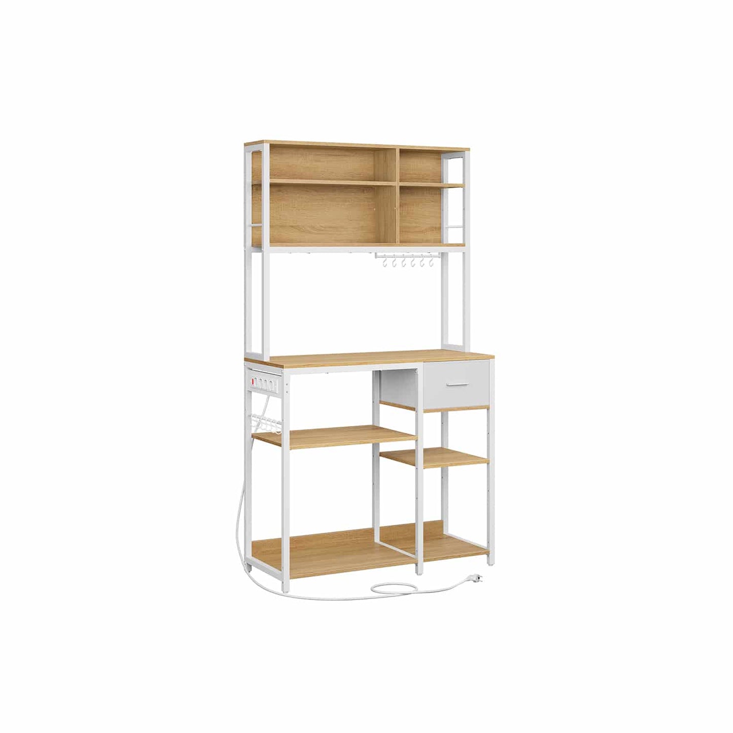 Küchenregal mit Steckdosen und Stoffschublade 40 x 100 x 180,4 cm