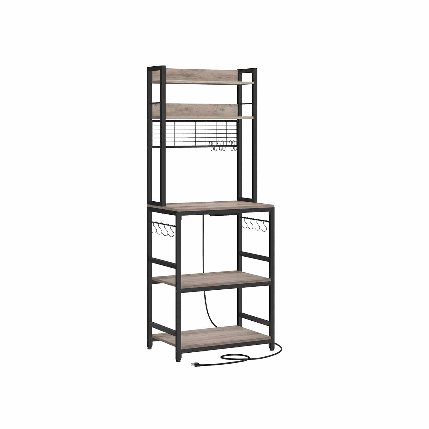 Standregal mit Steckdosen 14 Haken greige-schwarz