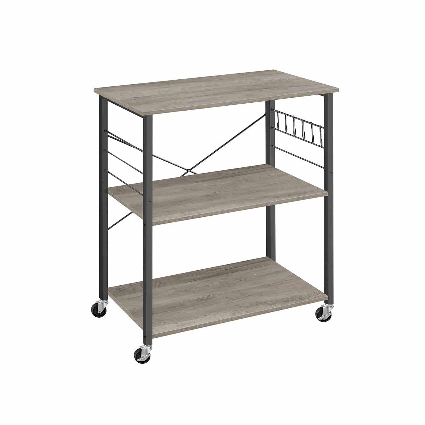 Küchenregal 3 Ebenen auf Rollen greige meliert-schwarz