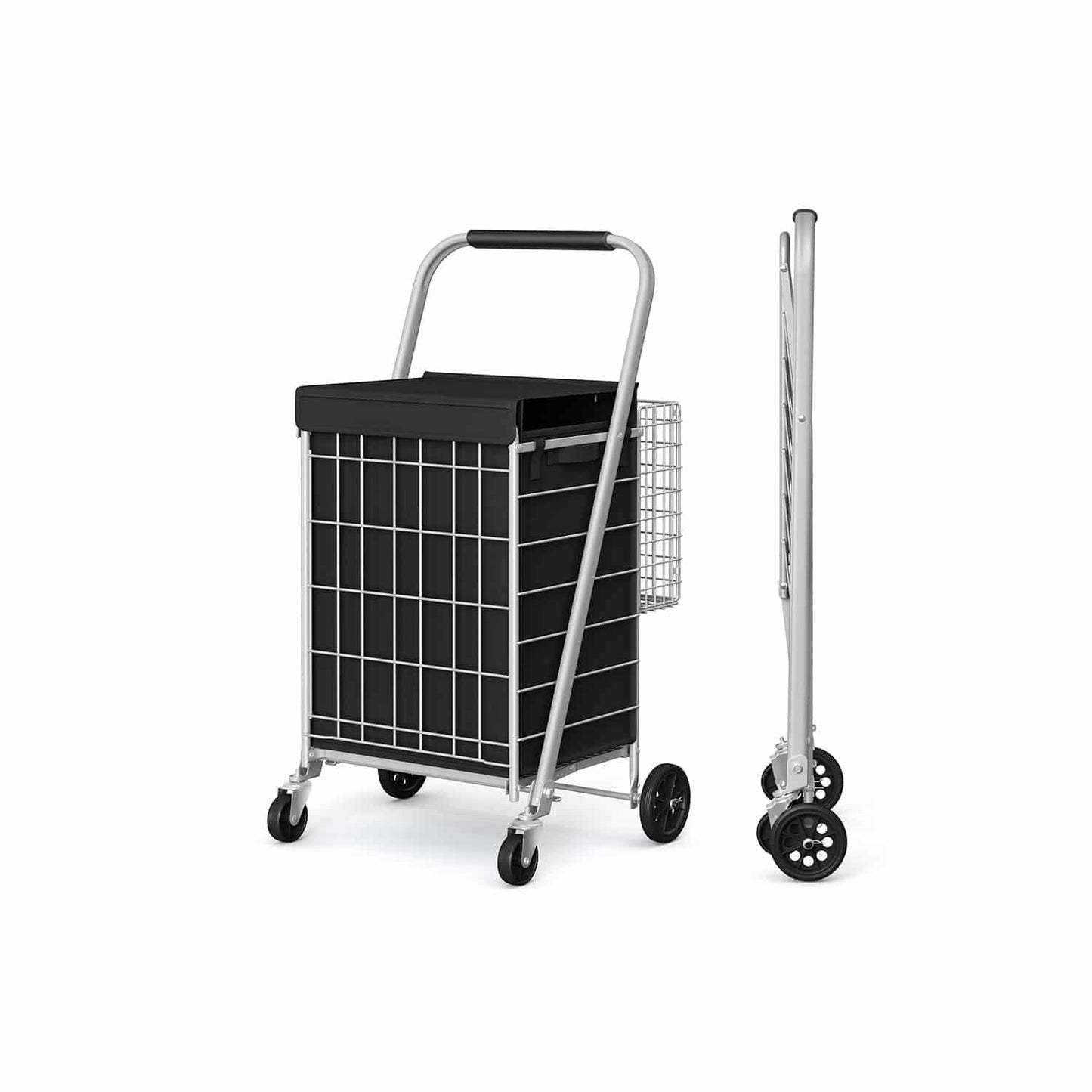 Einkaufstrolley mit 360° drehbaren Rädern taubengrau