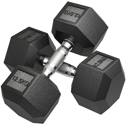 HOMCOM Hanteln mit gerändeltem Griff, Kurzhantel aus Gusseisen, 2 x 12,5 kg, Kurzhanteln für Männer und Frauen, Dumbbell für Zuhause, Fitnessstudio, Krafttraining   Aosom
