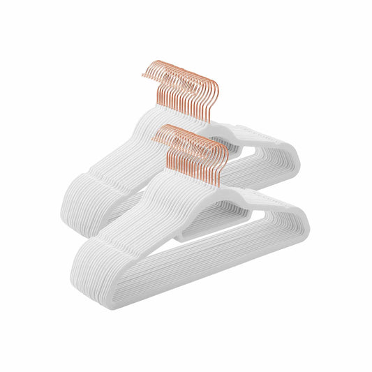 Kleiderbügel 50er Set aus Samt Weiß