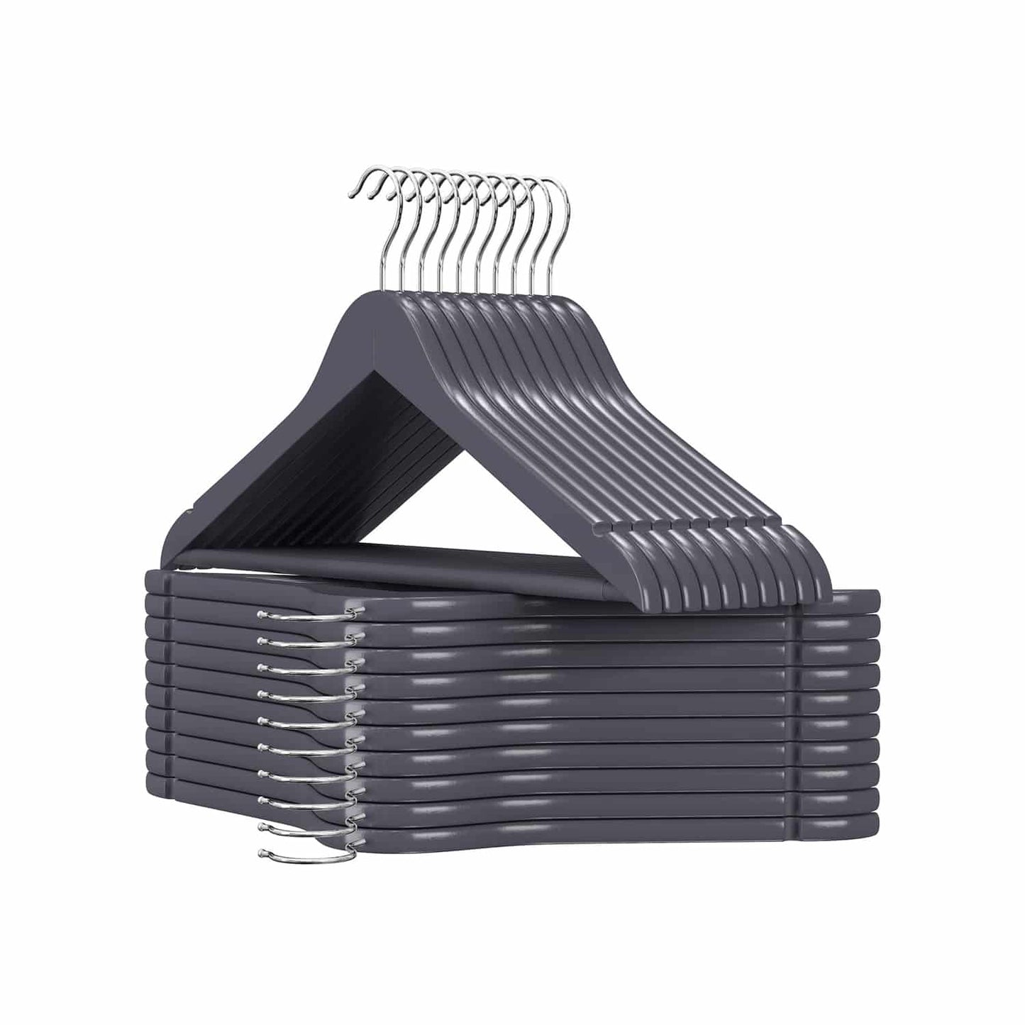 Kleiderbügel Holz drehbar grau-silbern