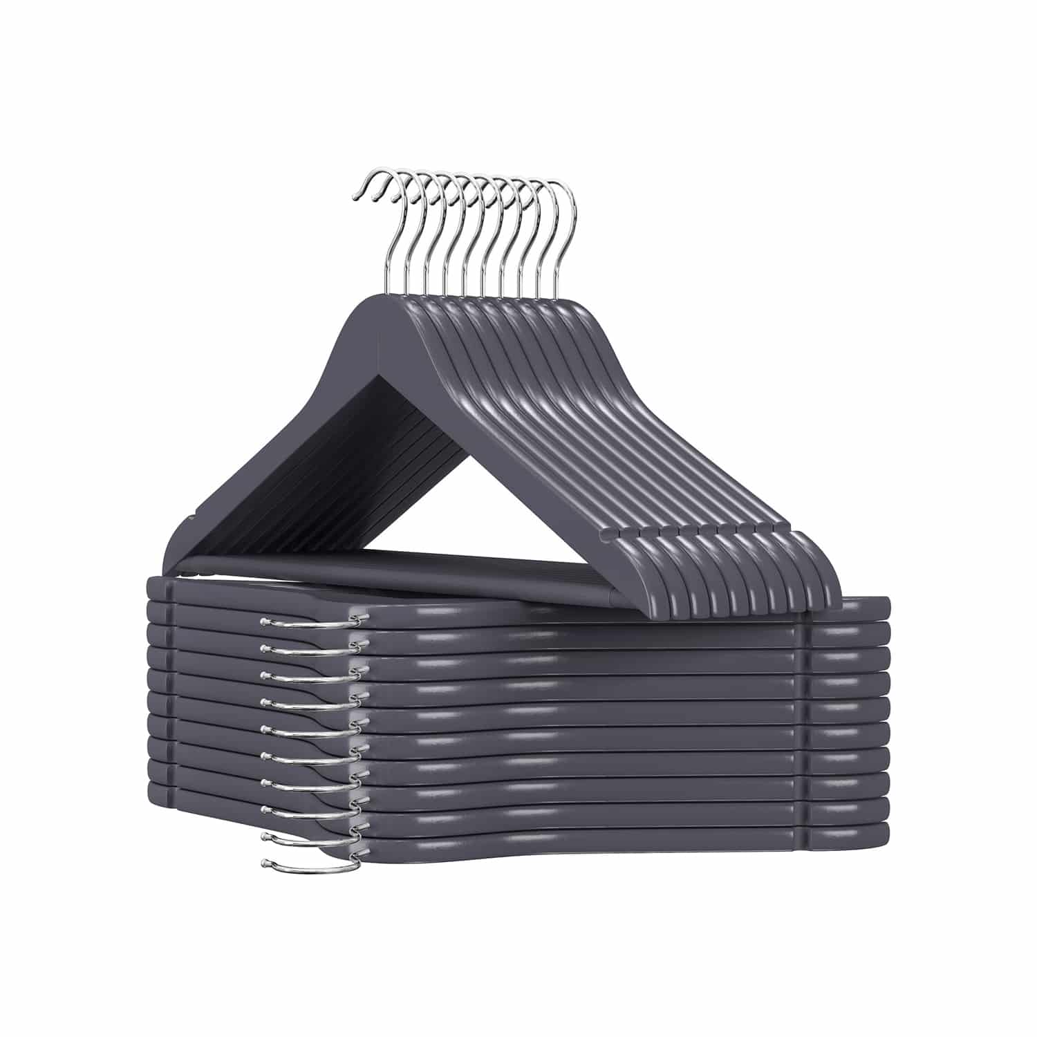 Kleiderbügel Holz drehbar grau-silbern