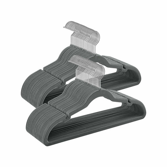 Kleiderbügel Samt 50er Set platzsparend Grau