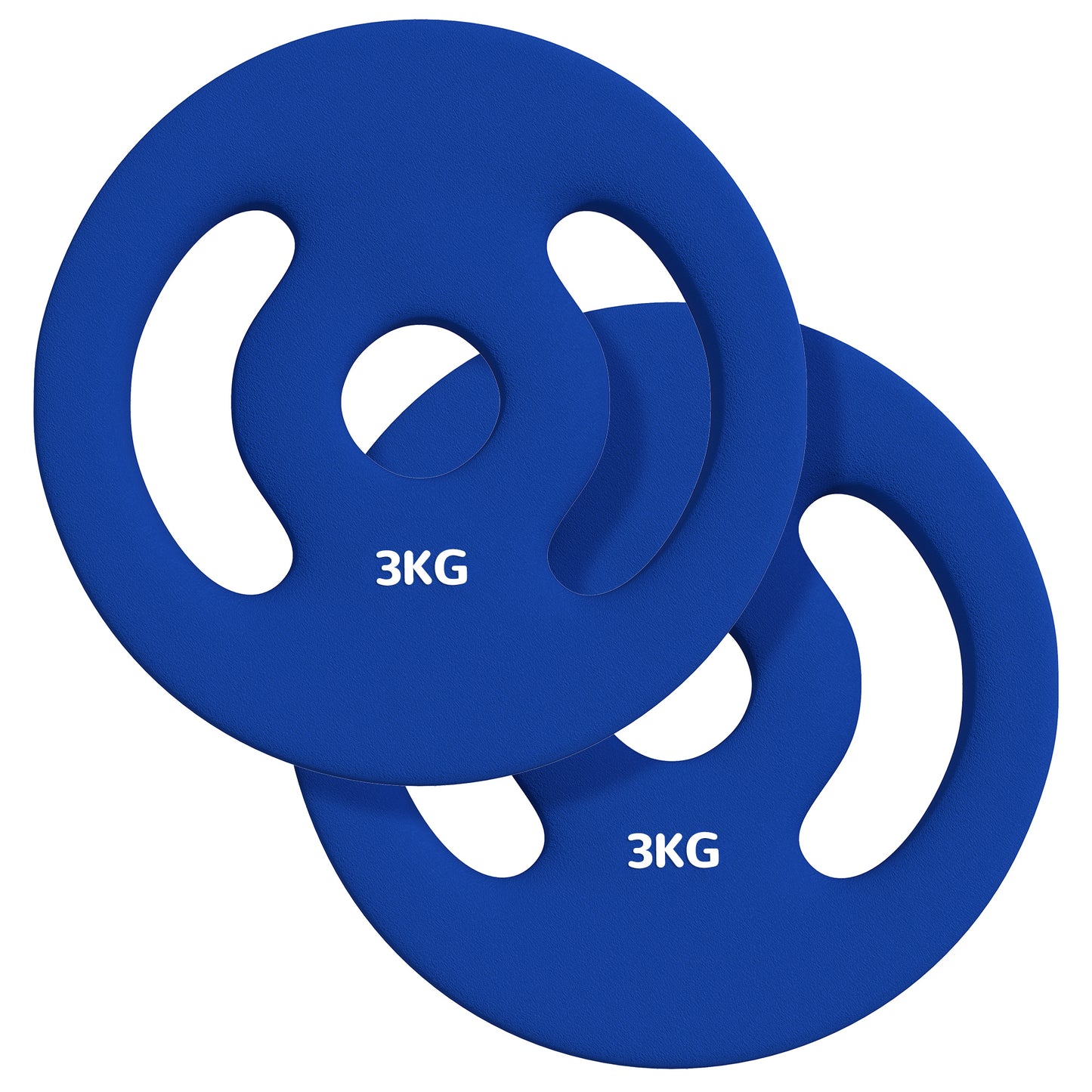 SPORTNOW 2er-Pack 3 kg Hantelscheiben, Hantelscheiben für 2,5 cm Stangen, mit einfachen Griffen für zu Hause, Fitnessstudio, Gewichtheben, aus Metall, Blau   Aosom