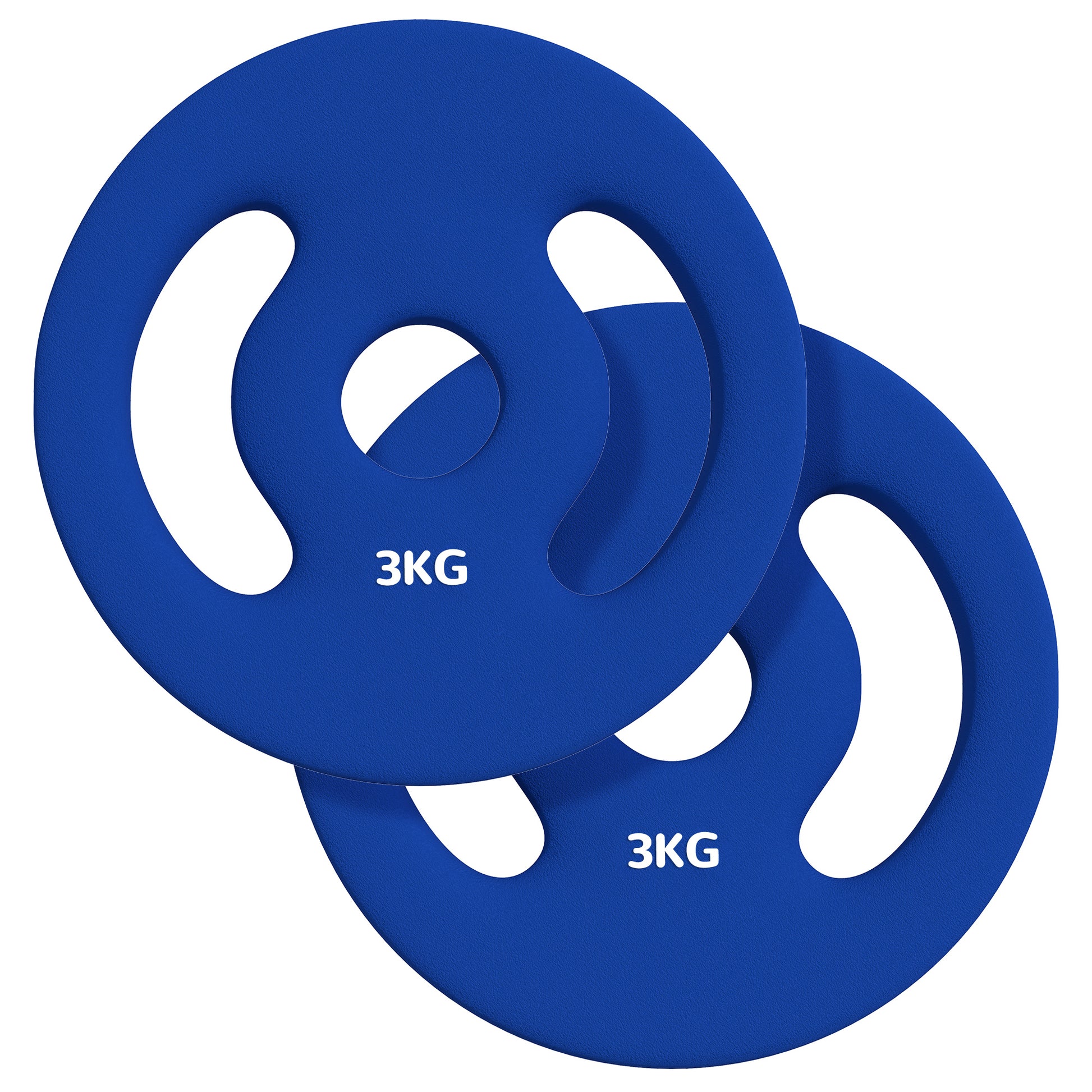 SPORTNOW 2er-Pack 3 kg Hantelscheiben, Hantelscheiben für 2,5 cm Stangen, mit einfachen Griffen für zu Hause, Fitnessstudio, Gewichtheben, aus Metall, Blau   Aosom