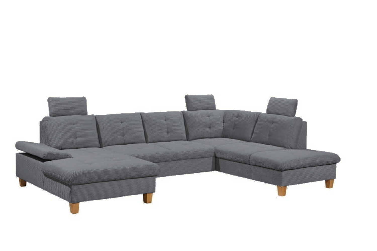 Wohnlandschaft "Ascot" von Ed Exciting Design in Breitcord  mit Schlaffunktion, Bettkasten und variabler Kopfstütze