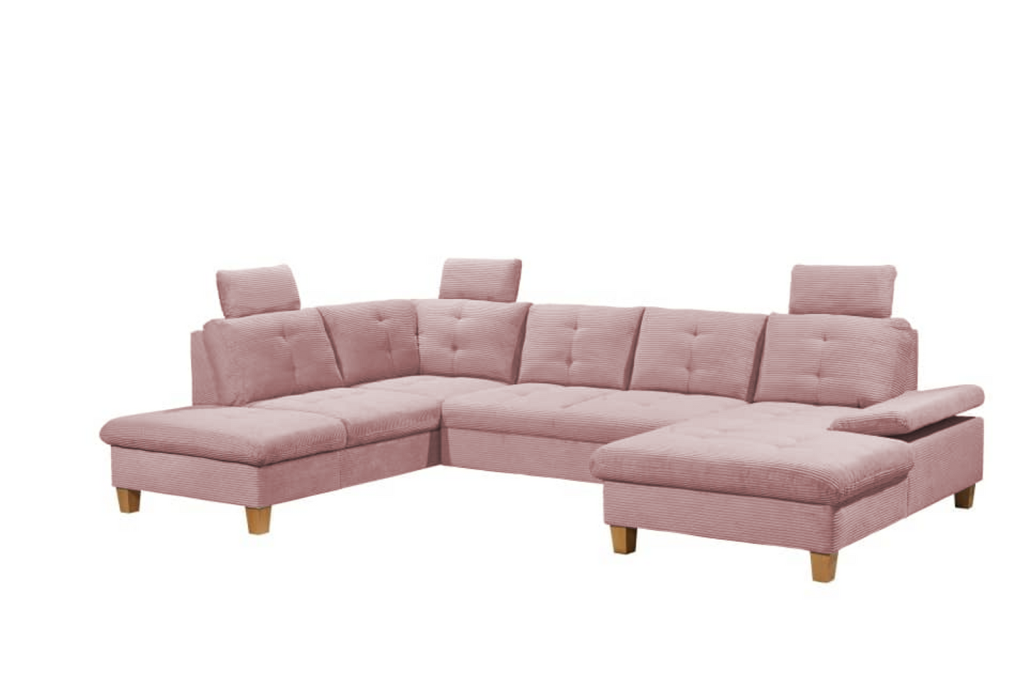 Wohnlandschaft "Ascot" von Ed Exciting Design in Breitcord  mit Schlaffunktion, Bettkasten und variabler Kopfstütze