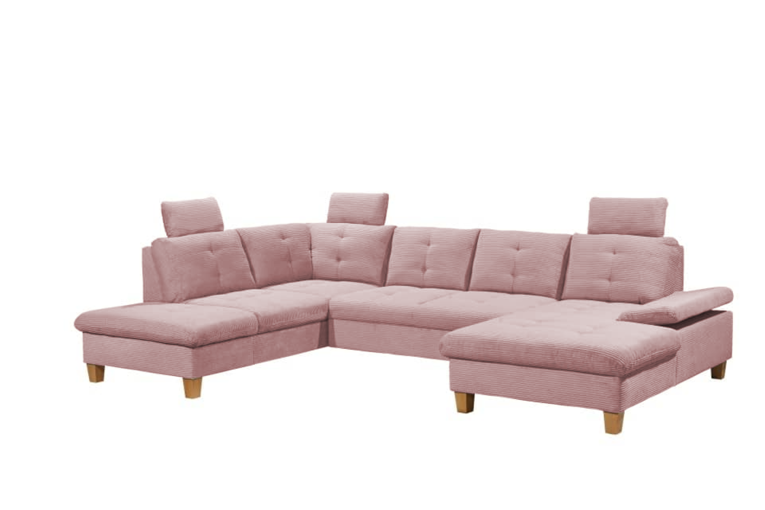 Wohnlandschaft "Ascot" von Ed Exciting Design in Breitcord  mit Schlaffunktion, Bettkasten und variabler Kopfstütze