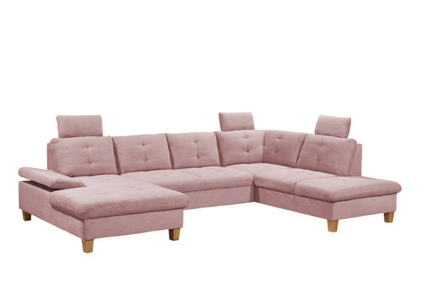 Wohnlandschaft "Ascot" von Ed Exciting Design in Breitcord  mit Schlaffunktion, Bettkasten und variabler Kopfstütze