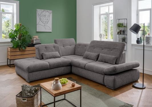 Stylisches Ecksofa Dalida von Benformato mit Schlaffunktion und variabler Sitztiefe – Modernes XXL-Sofa
