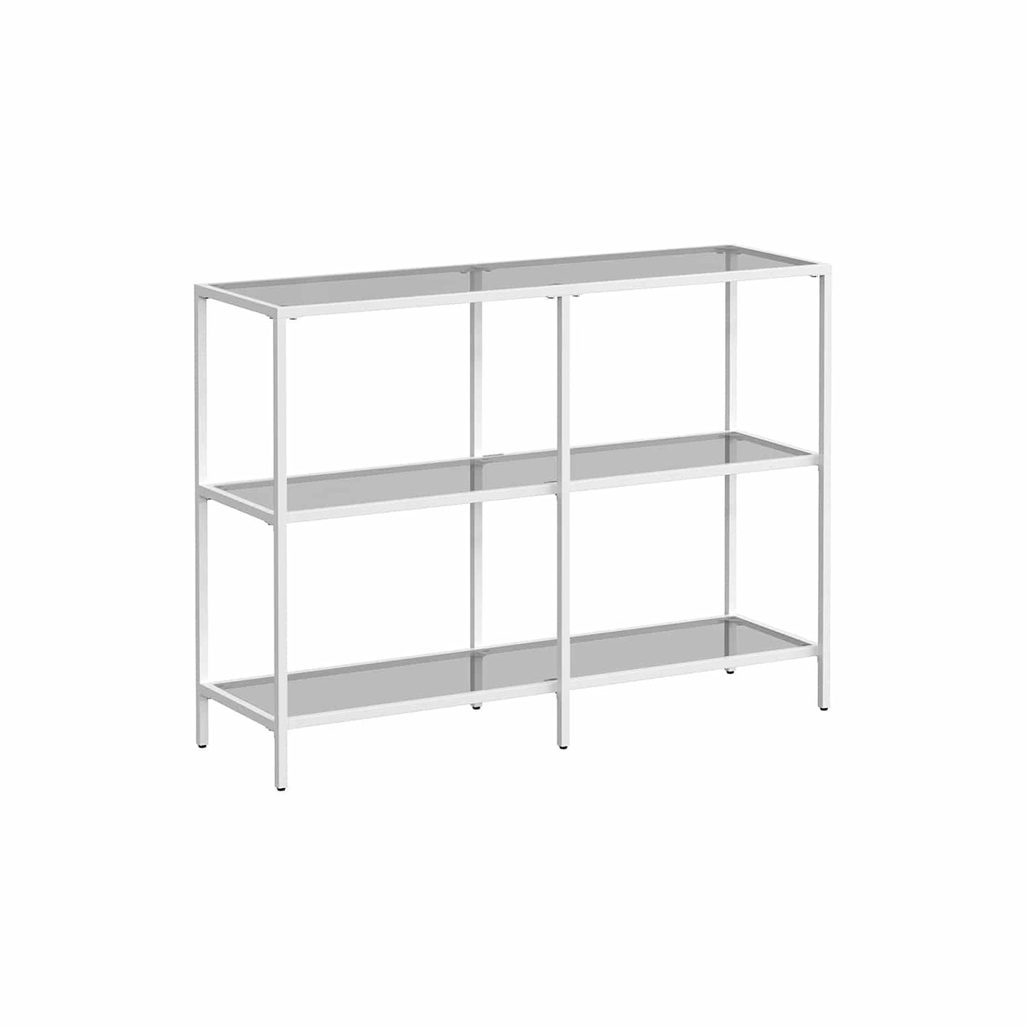 Konsolentisch 3 Ablagen aus Hartglas perlweiß-schiefergrau