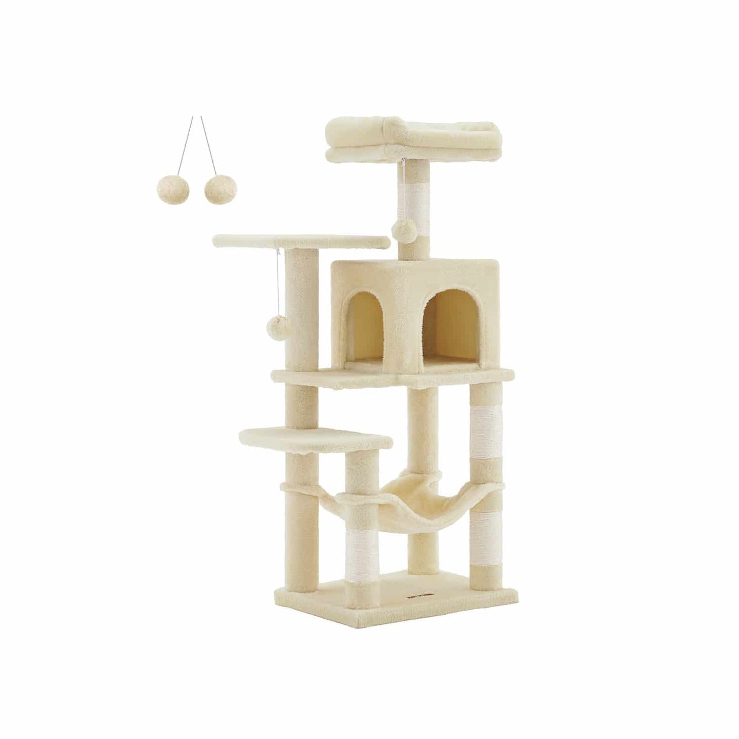 Kratzbaum 112 cm mit Plattformen und Hängematte beige