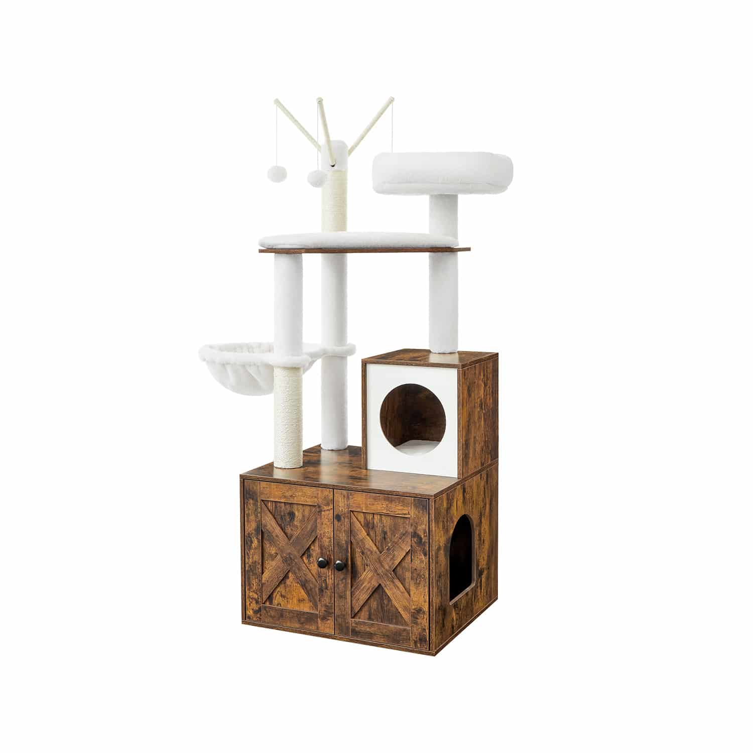 Kratzbaum mit Katzenklo-Schrank