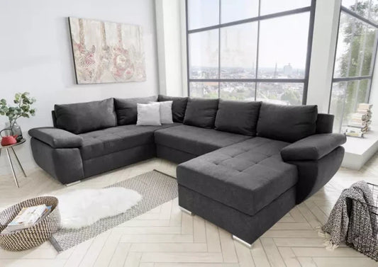 Benformato Wohnlandschaft Terana mit Schlaffunktion &amp; Bettkasten - Mikrofaser - in vier verschiedenen Farben