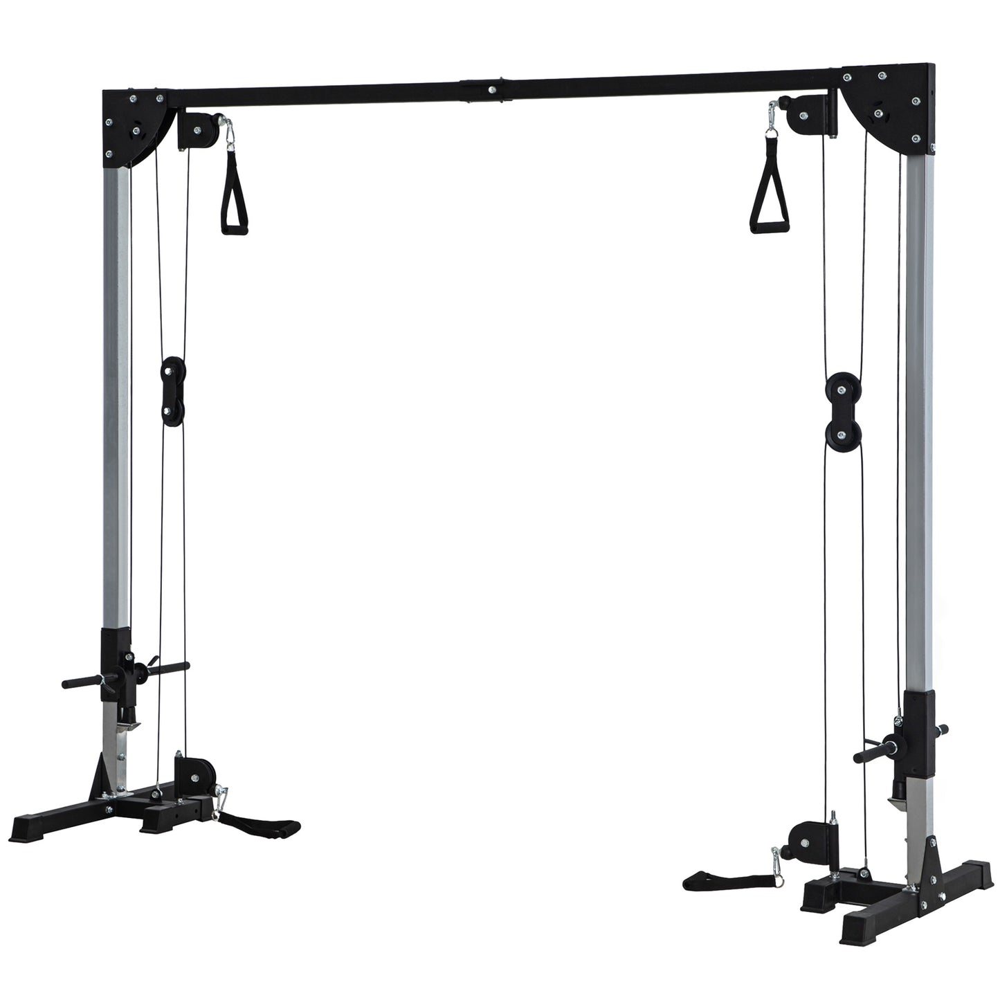 SPORTNOW Kabelzug Kraftstation für Zuhause Steckgewichte bis 50kg belast pro Seite, Kabelzugstation mit Griffen, freistehend Kabelturm Kabelzugturm für Übungen Homegym 245 x 207 cm   Aosom