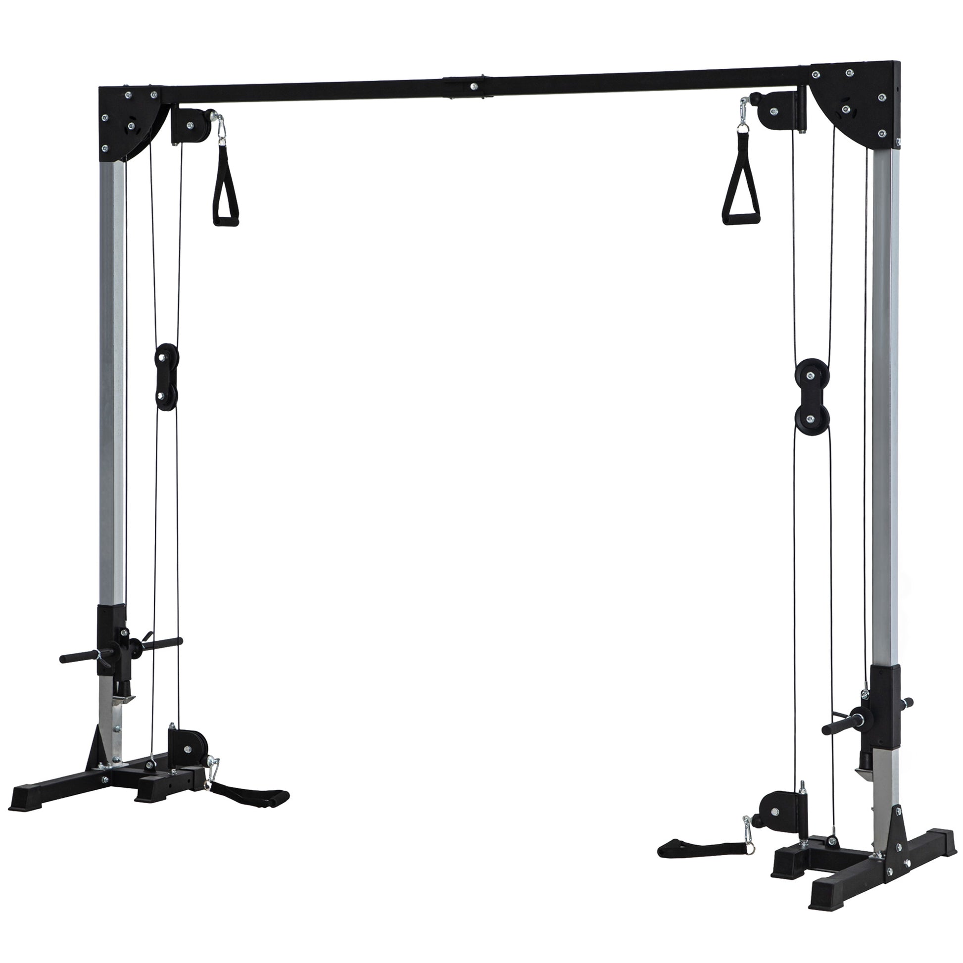 SPORTNOW Kabelzug Kraftstation für Zuhause Steckgewichte bis 50kg belast pro Seite, Kabelzugstation mit Griffen, freistehend Kabelturm Kabelzugturm für Übungen Homegym 245 x 207 cm   Aosom