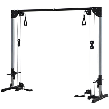 SPORTNOW Kabelzug Kraftstation für Zuhause Steckgewichte bis 50kg belast pro Seite, Kabelzugstation mit Griffen, freistehend Kabelturm Kabelzugturm für Übungen Homegym 245 x 207 cm   Aosom