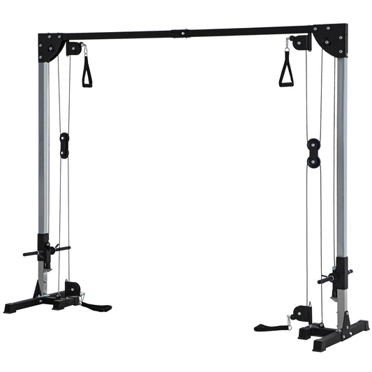 SPORTNOW Kabelzug Kraftstation für Zuhause Steckgewichte bis 50kg belast pro Seite, Kabelzugstation mit Griffen, freistehend Kabelturm Kabelzugturm für Übungen Homegym 245 x 207 cm   Aosom