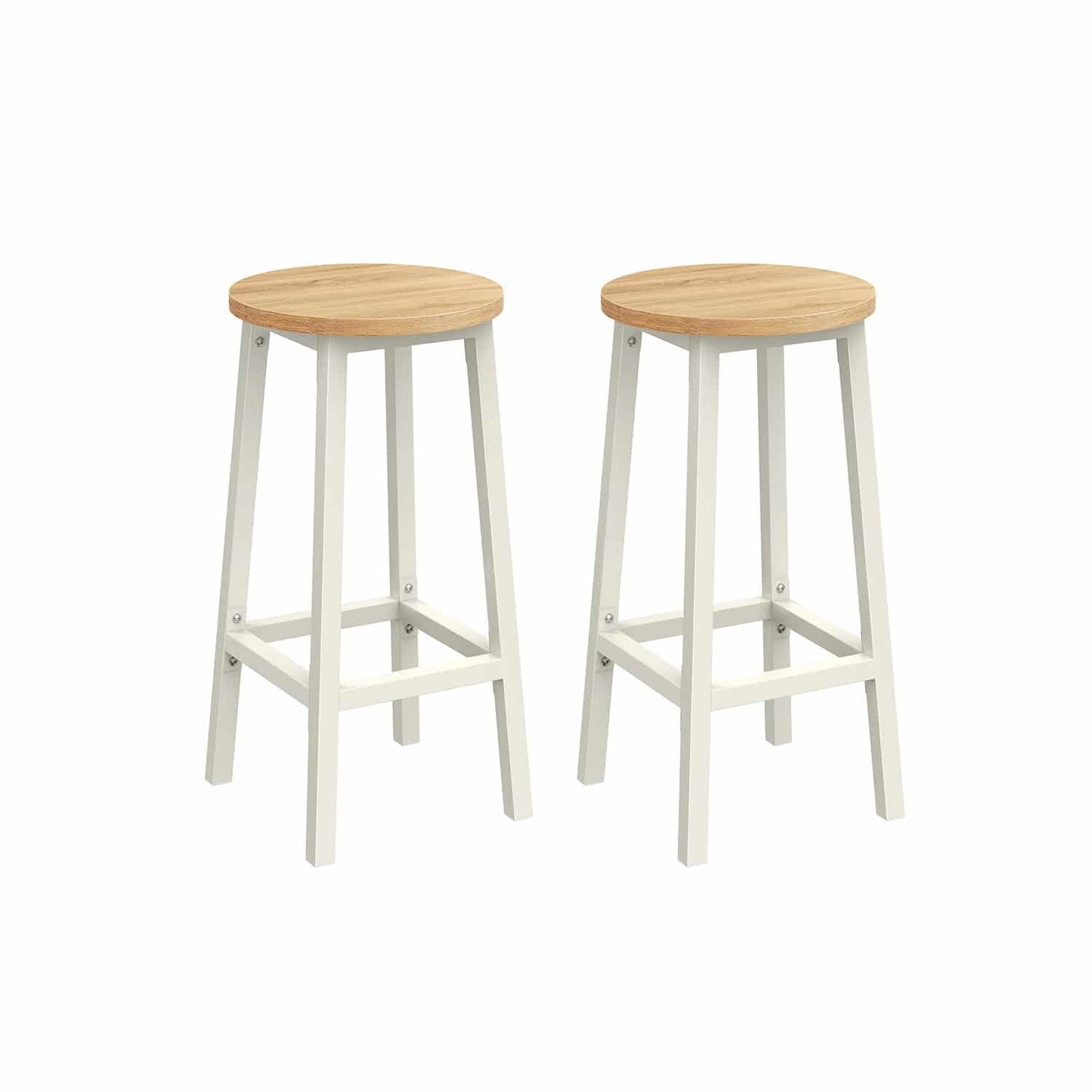 Barhocker 2er Set ebenholzschwarz-eichenbeige-weiß