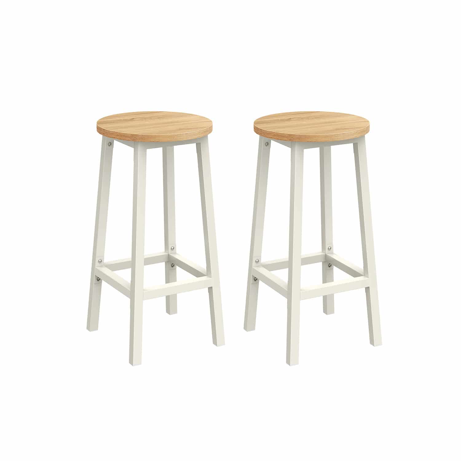 Barhocker 2er Set ebenholzschwarz-eichenbeige-weiß