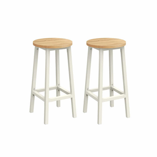 Barhocker 2er Set ebenholzschwarz-eichenbeige-weiß