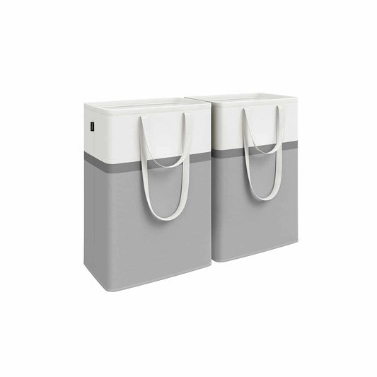 Wäschekorb 2er Set 75 L mit Griffen taubengrau