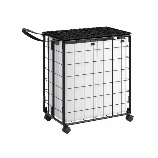 Wäschekorb 110L schwarz-weiß