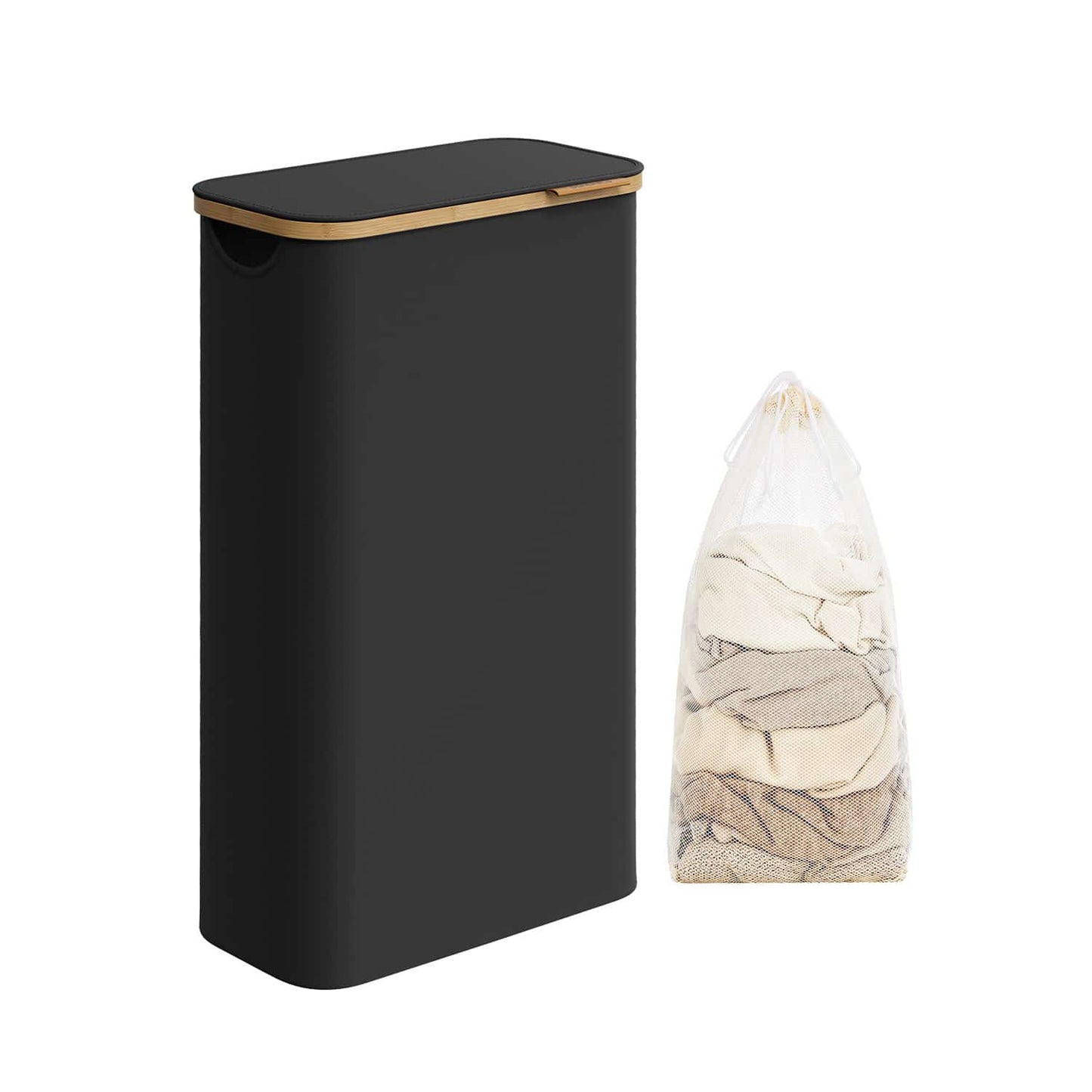 Wäschekorb 65 Liter mit Deckel tintenschwarz