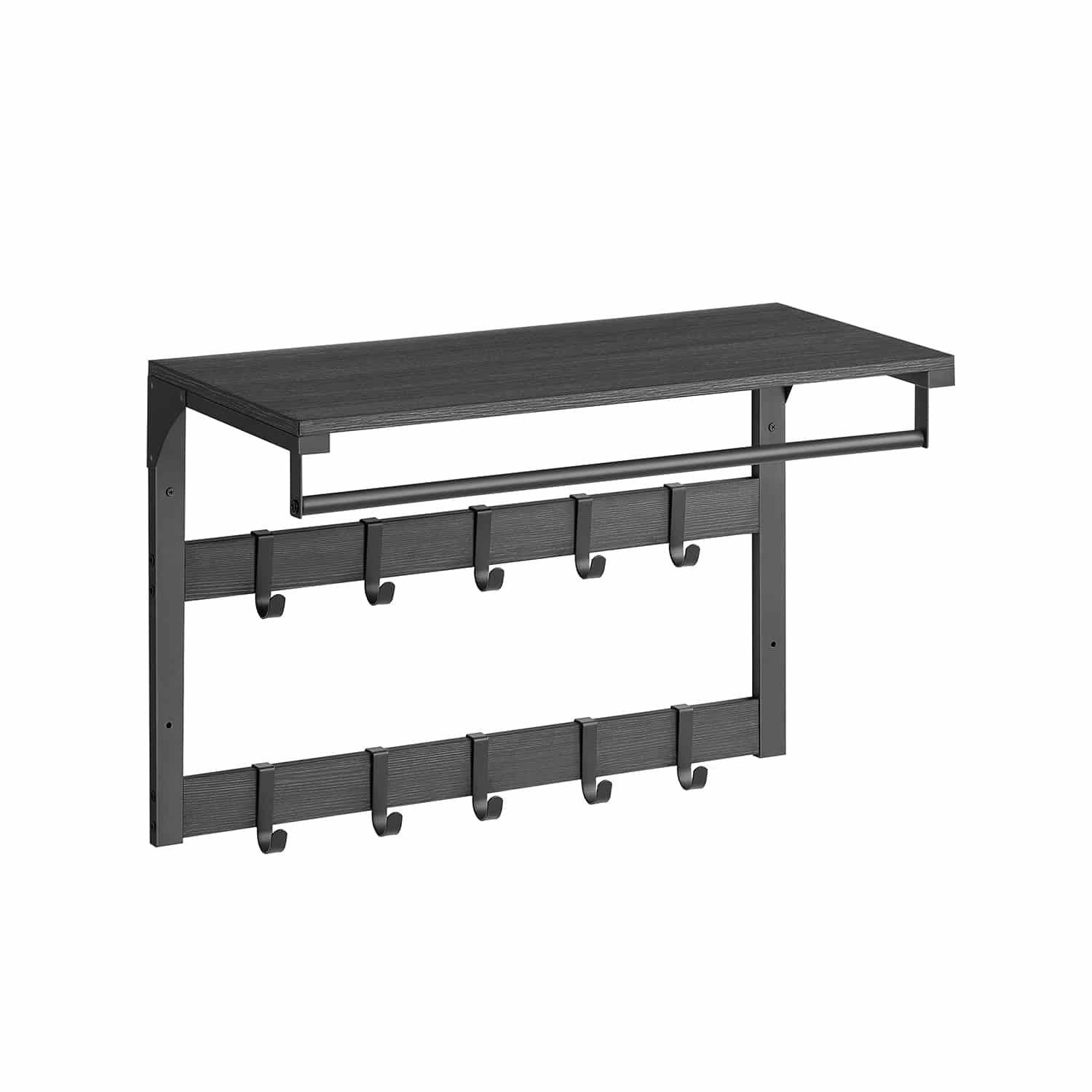 Wandgarderobe mit Ablage und 10 Haken anthrazitgrau-schwarz