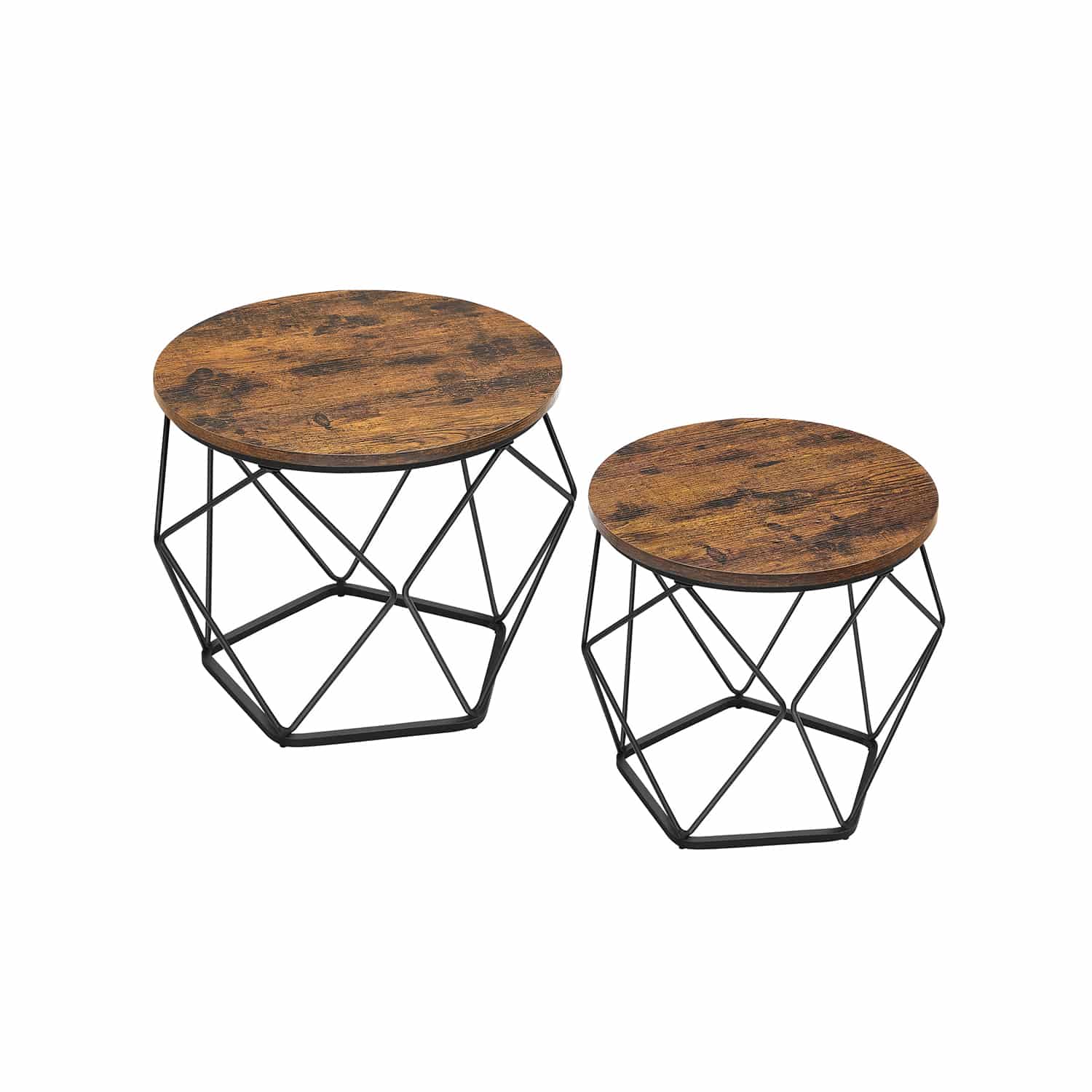 Couchtisch rund 2er Set Vintage-Flair vintagebraun-tintenschwarz