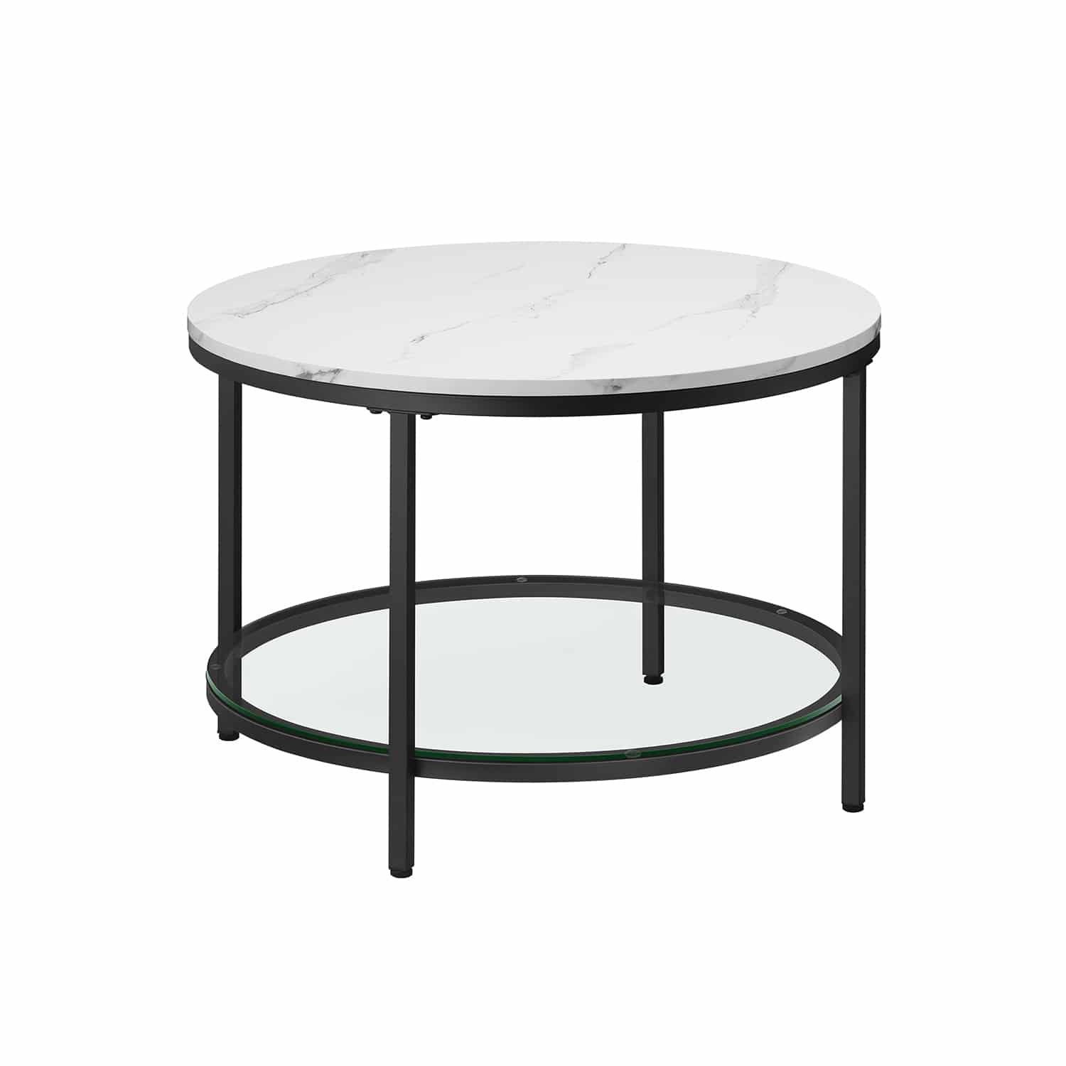 Wohnzimmertisch mit Glasplatte und einfachem Aufbau