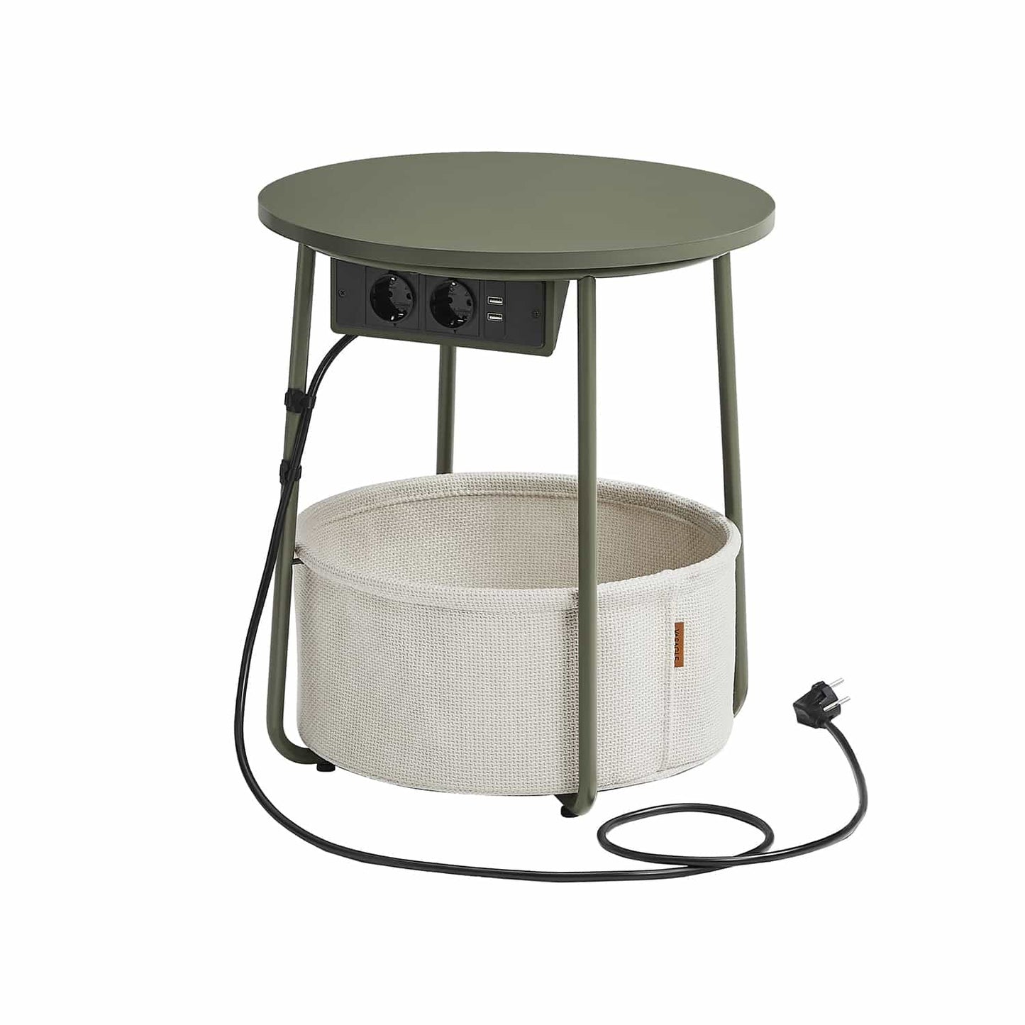 Beistelltisch mit Ladestation und Steckdose waldgrün-cremeweiß