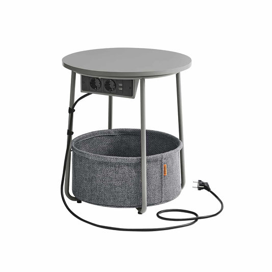 Beistelltisch mit Ladestation und Steckdose taubengrau-schiefergrau