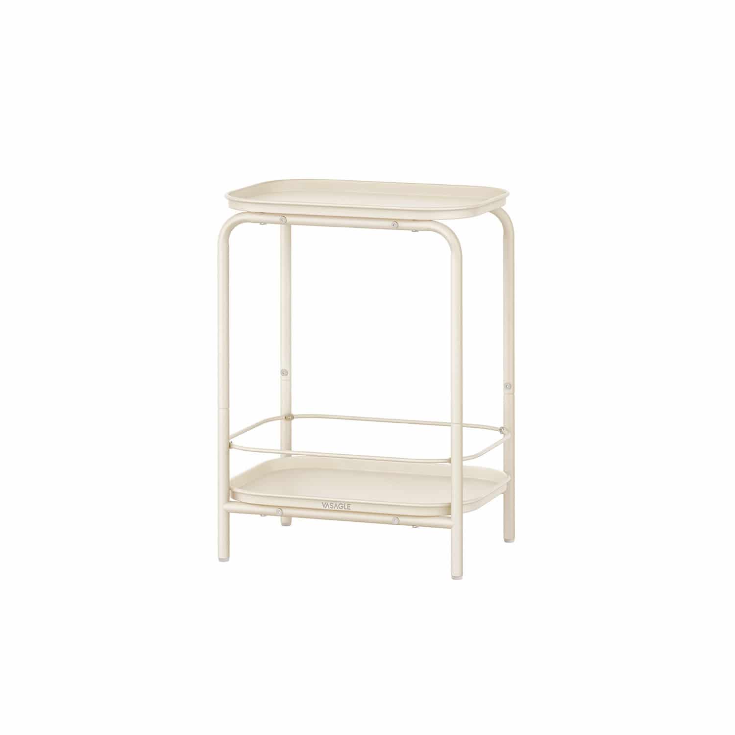 Beistelltisch mit 2 Ebenen modern cremeweiß