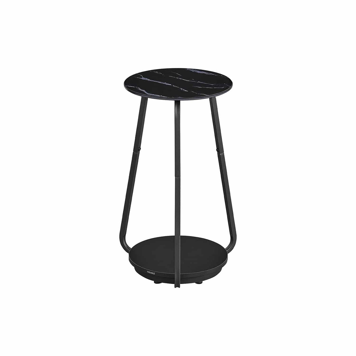 Beistelltisch mit 2 Ebenen und Glasplatte marmorschwarz