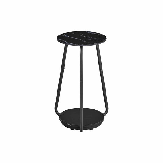 Beistelltisch mit 2 Ebenen und Glasplatte marmorschwarz