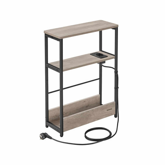 Beistelltisch mit 3 Ablagen schmal greige meliert-tintenschwarz