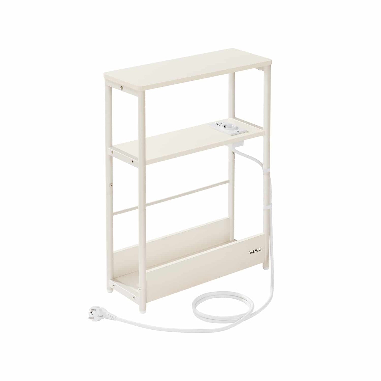 Beistelltisch mit 3 Ablagen schmal cremeweiß