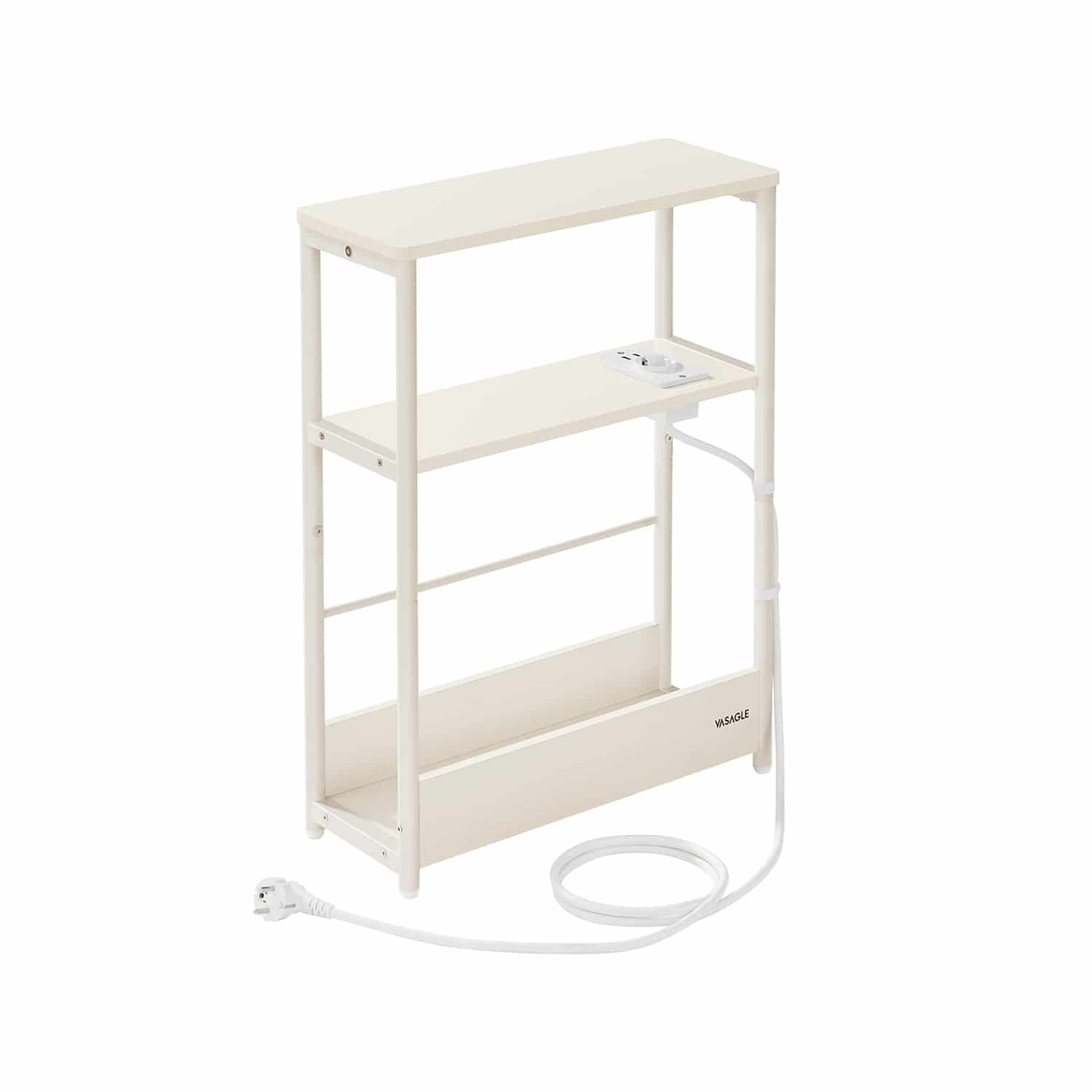 Beistelltisch mit 3 Ablagen schmal cremeweiß