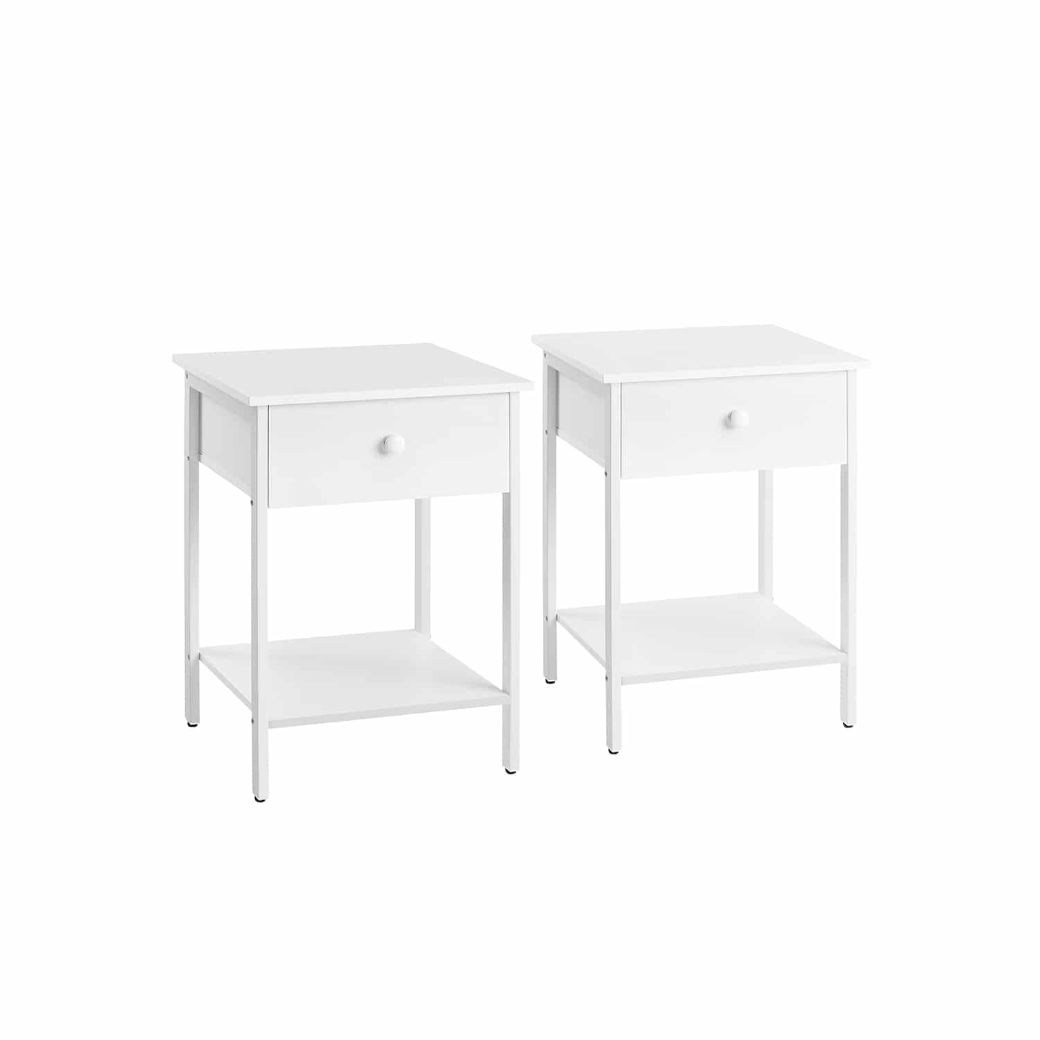 2er Set Beistelltisch mit Schublade und Ablage mattweiß